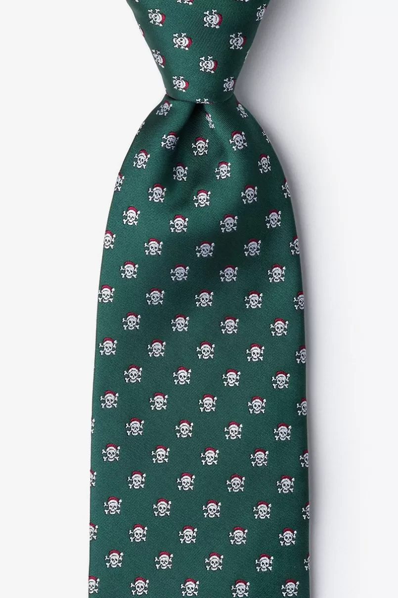 Ties Christmas Skulls Extra Long Tie Green New