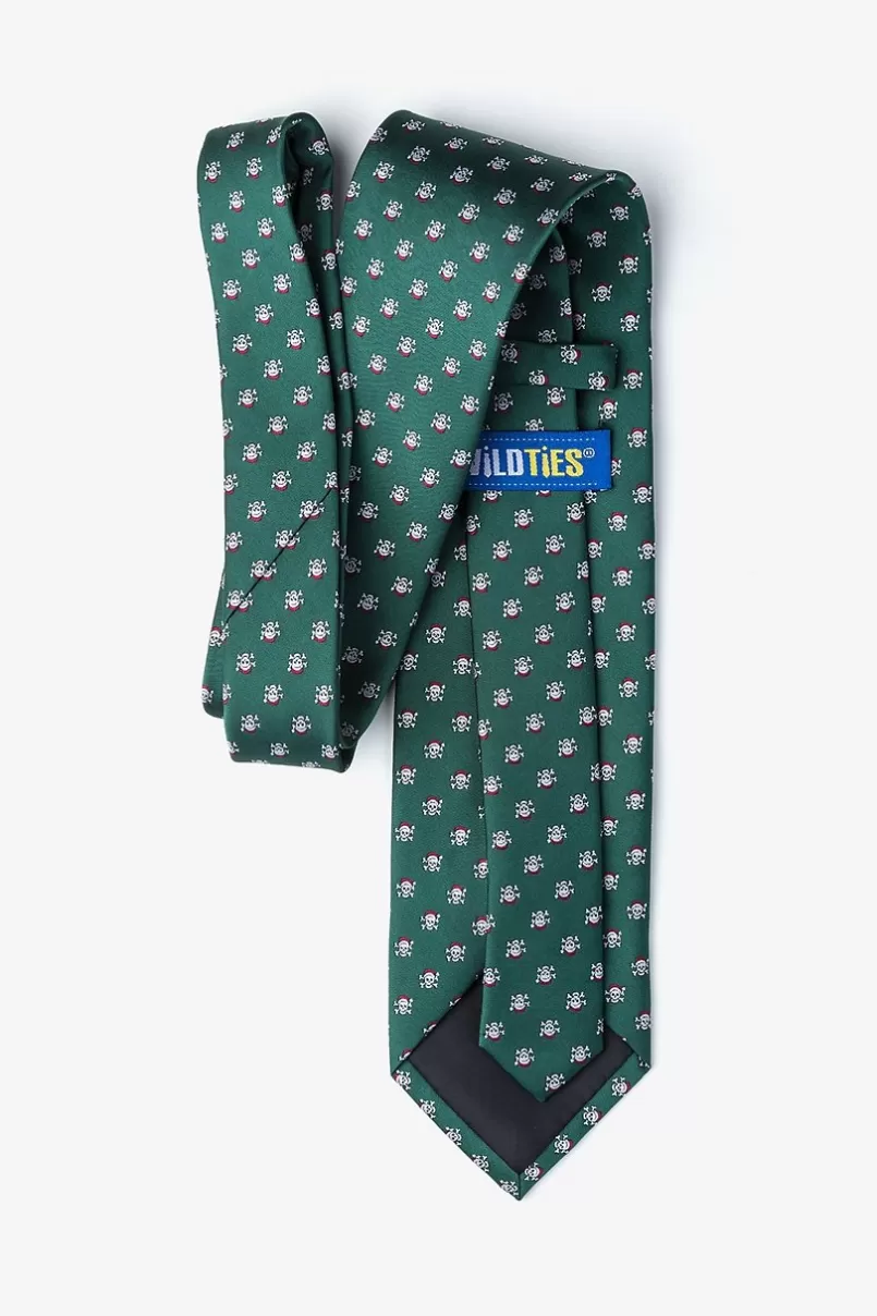 Ties Christmas Skulls Extra Long Tie Green New