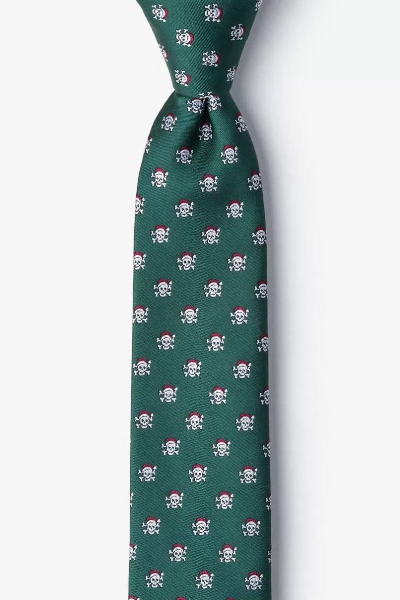Ties Christmas Skulls Skinny Tie Green Cheap