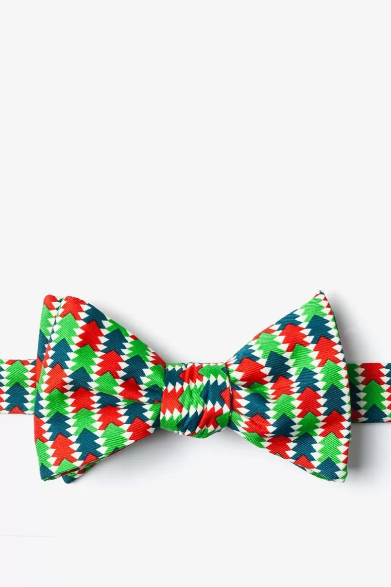 Ties Christmas Tree Abstract Green Self-Tie Bow Tie Green&HunterGreen Hot