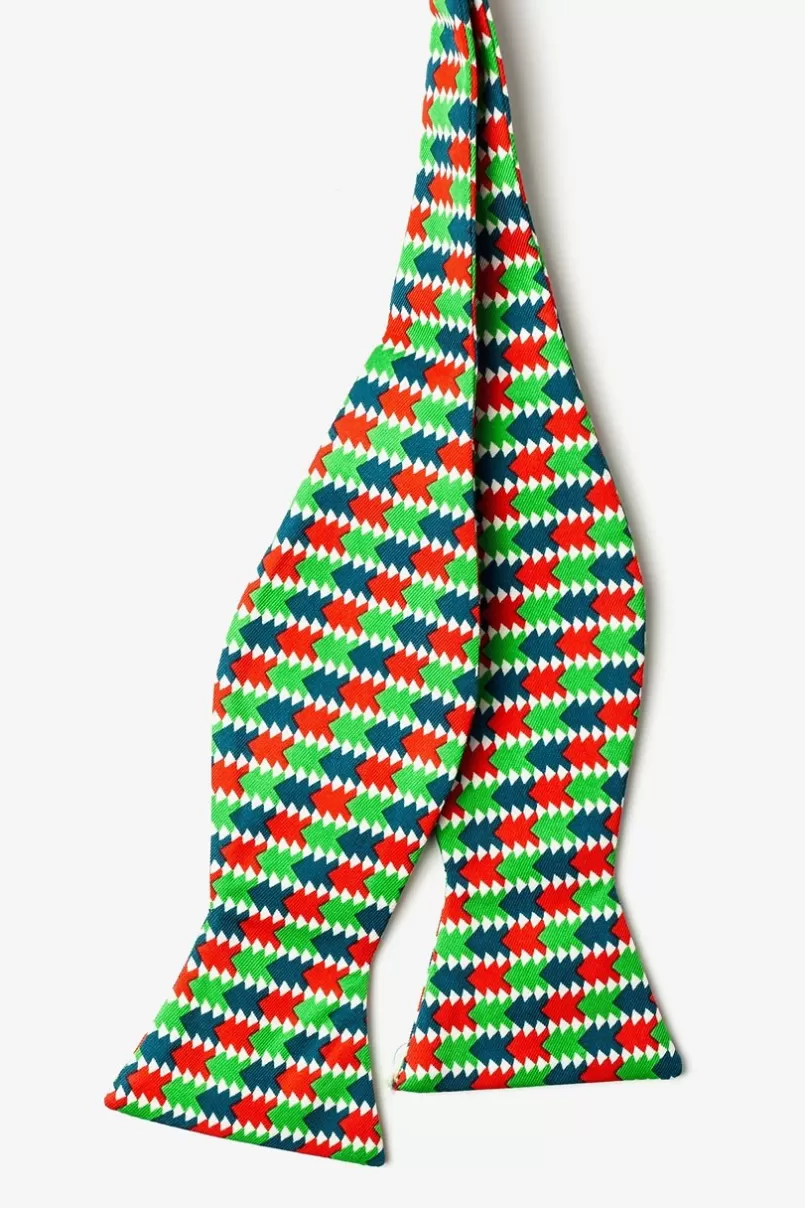 Ties Christmas Tree Abstract Green Self-Tie Bow Tie Green&HunterGreen Hot