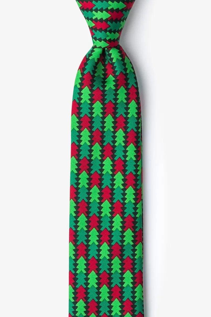 Ties Christmas Tree Abstract Hunter Green Skinny Tie HunterGreen Hot