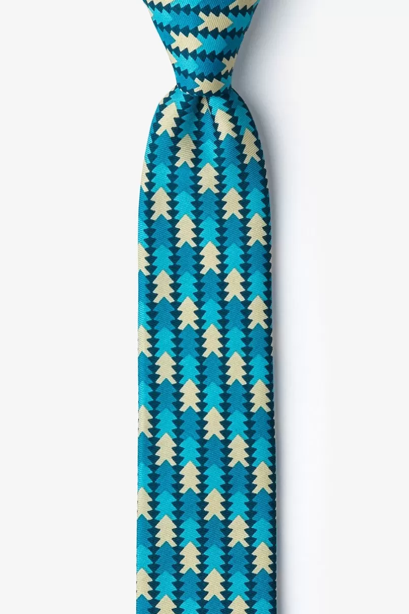 Ties Christmas Tree Abstract Navy Blue Skinny Tie NavyBlue&Beige Fashion