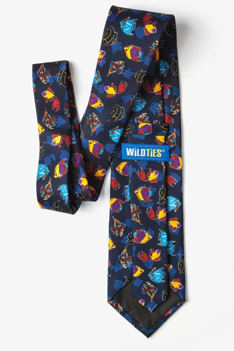 Ties Colorful Fish Navy Blue Tie Outlet