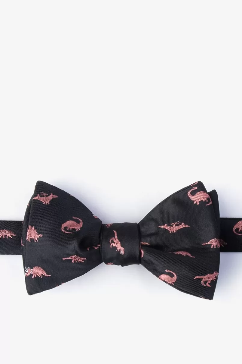Ties Coral Dinosaurs Roaming Black Self-Tie Bow Tie Flash Sale