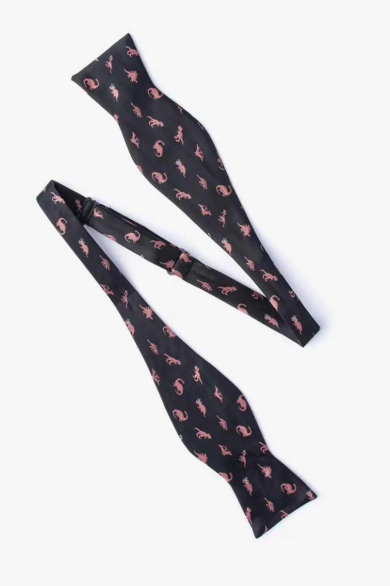 Ties Coral Dinosaurs Roaming Black Self-Tie Bow Tie Flash Sale