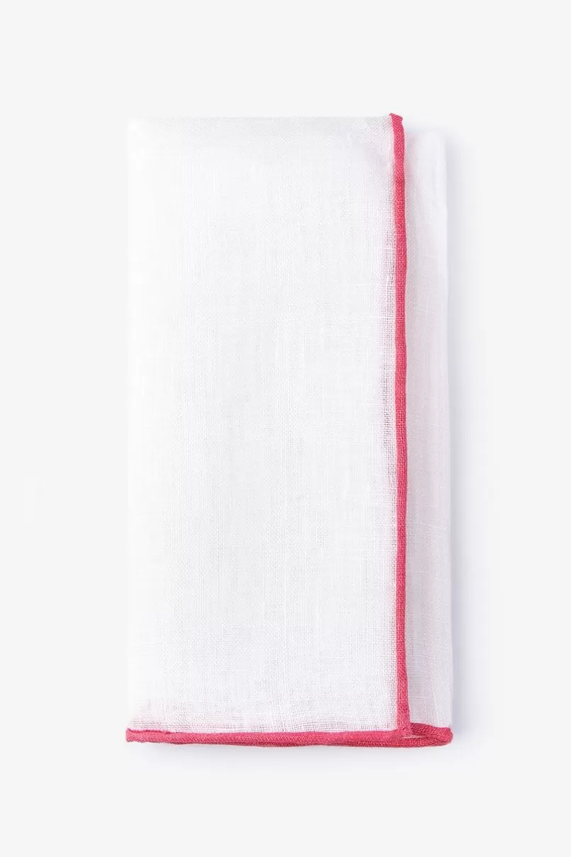Ties Coral Edged Linen White Pocket Square White&Coral Sale