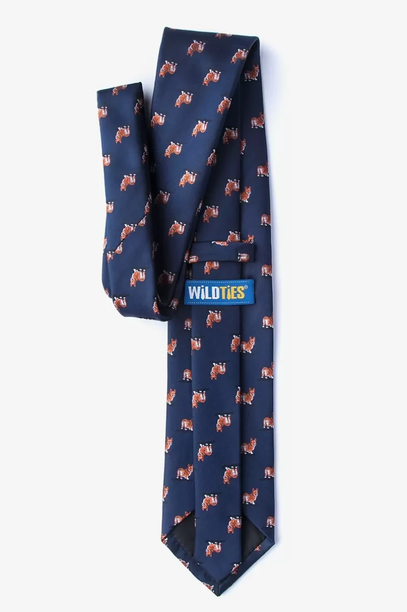 Ties Corgi Dogs Navy Blue Extra Long Tie Cheap