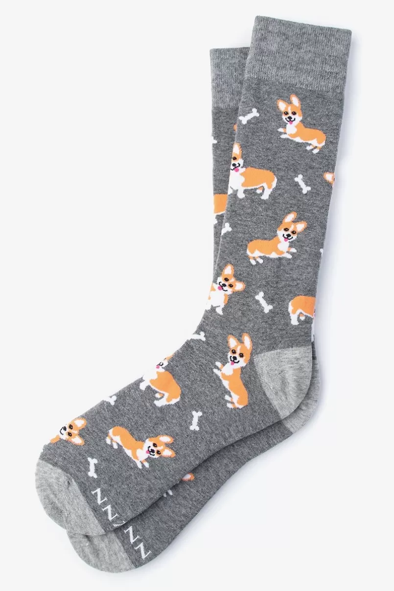 Ties Corgi Gang Sock Gray Best