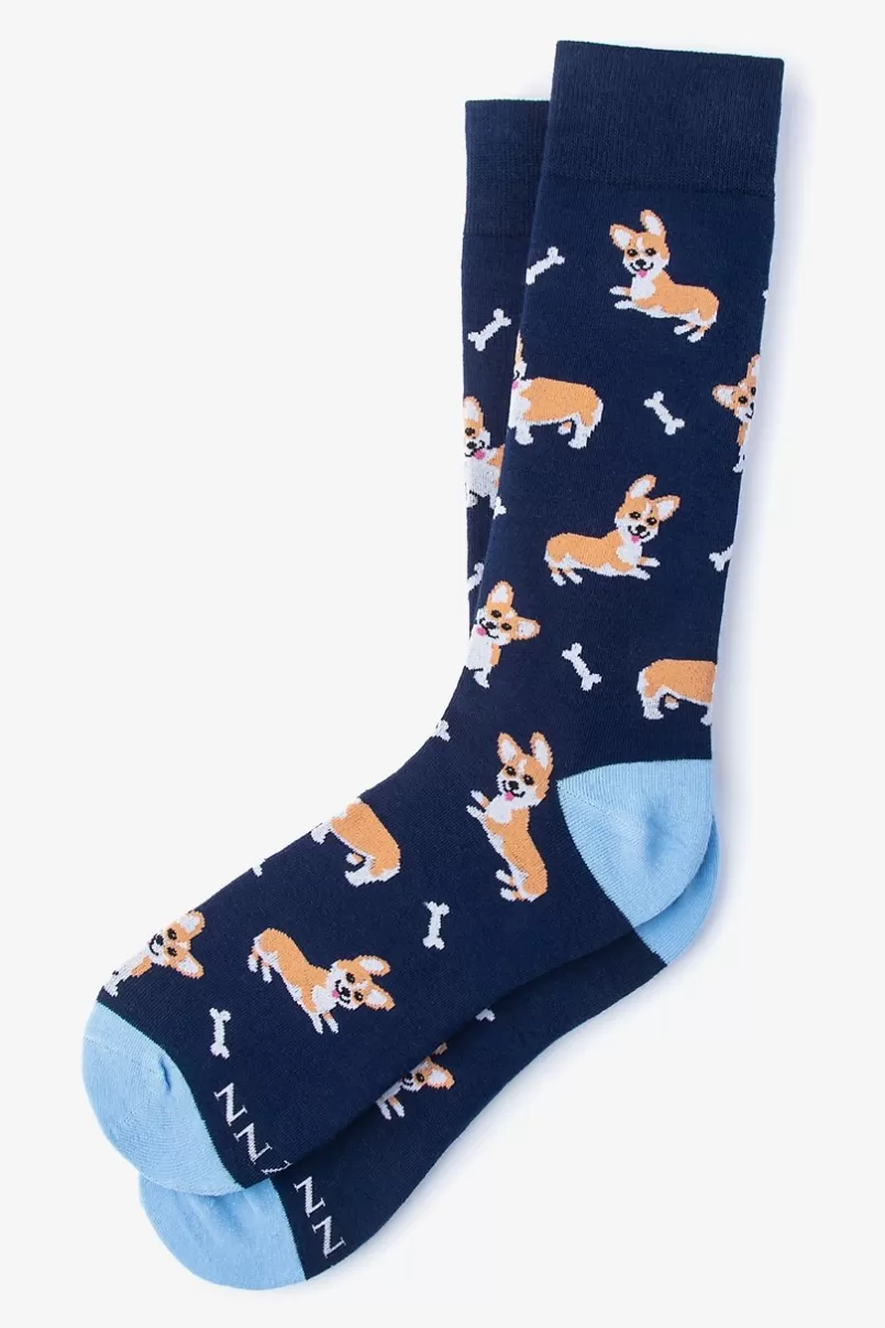 Ties Corgi Gang Navy Blue Sock NavyBlue Hot