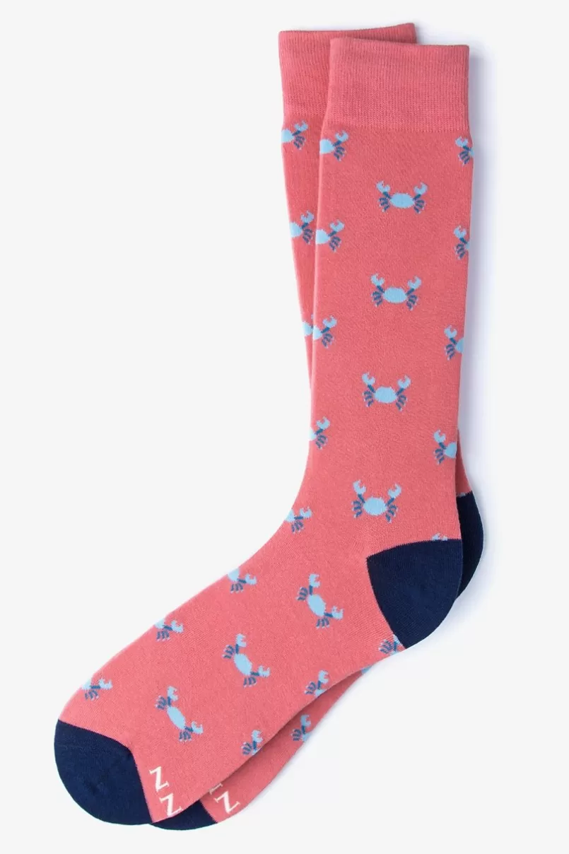 Ties Crab Coral Sock Discount