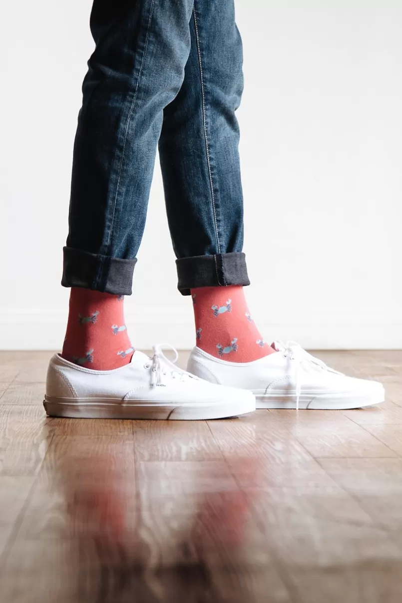 Ties Crab Coral Sock Discount