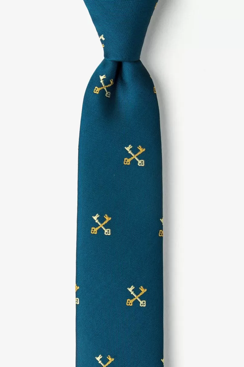Ties Crossed Keys Teal Skinny Tie Shop