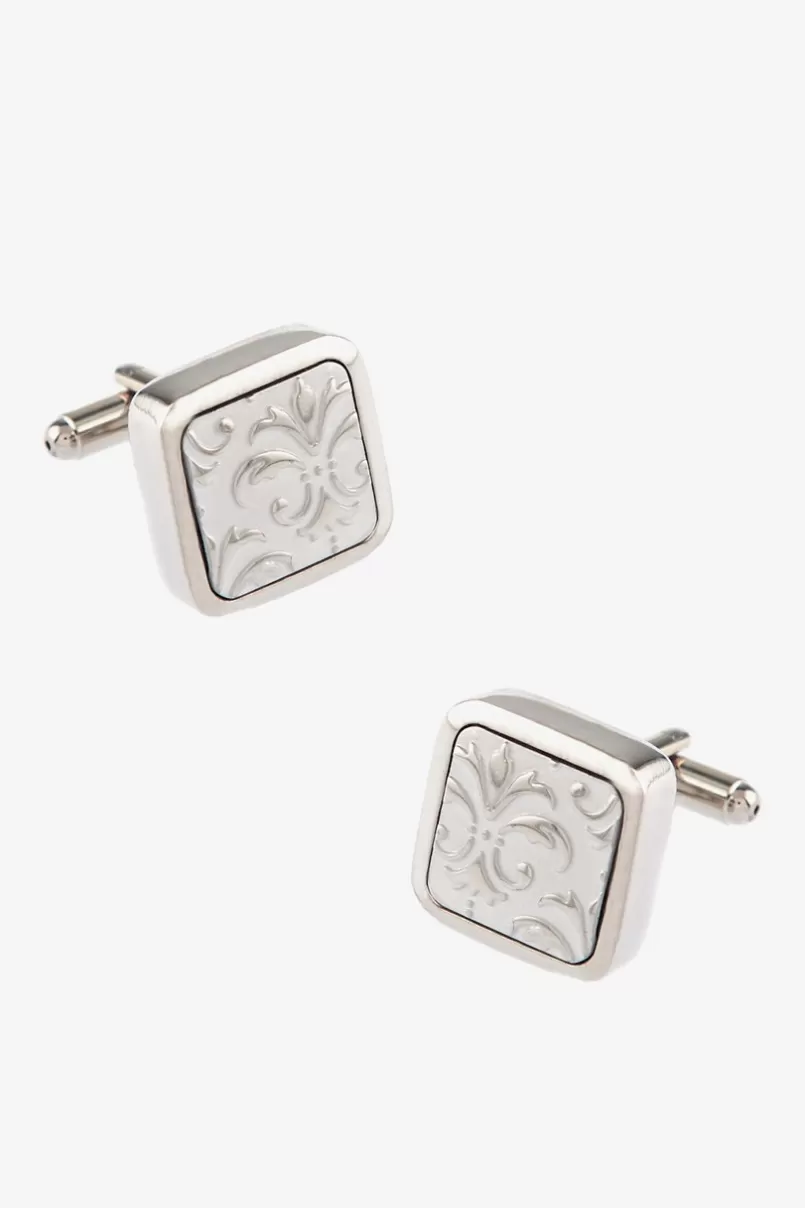Ties 3D Fleur De Lis Silver Cufflinks Flash Sale
