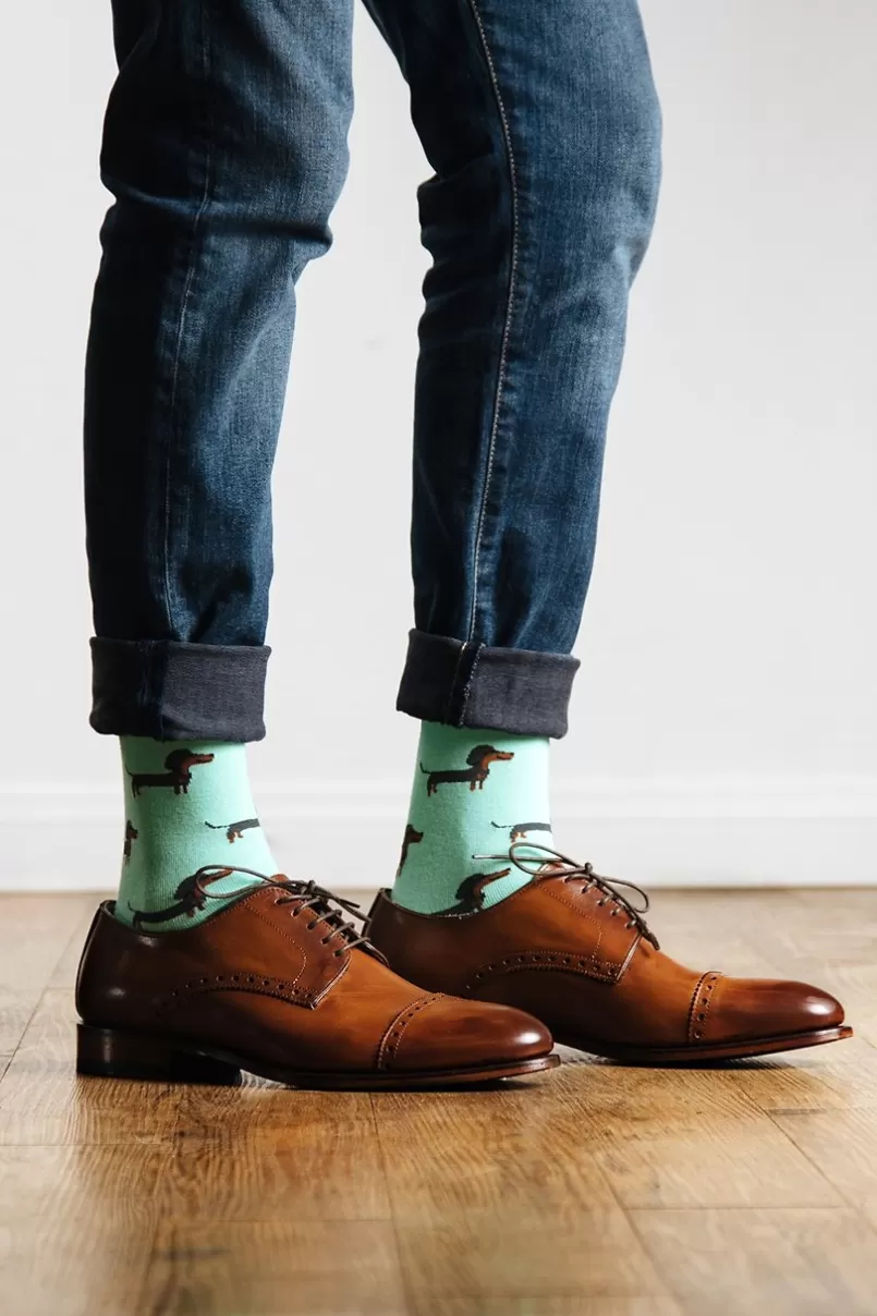 Ties Dachshund | Weiner Dog Sock Aqua Best Sale