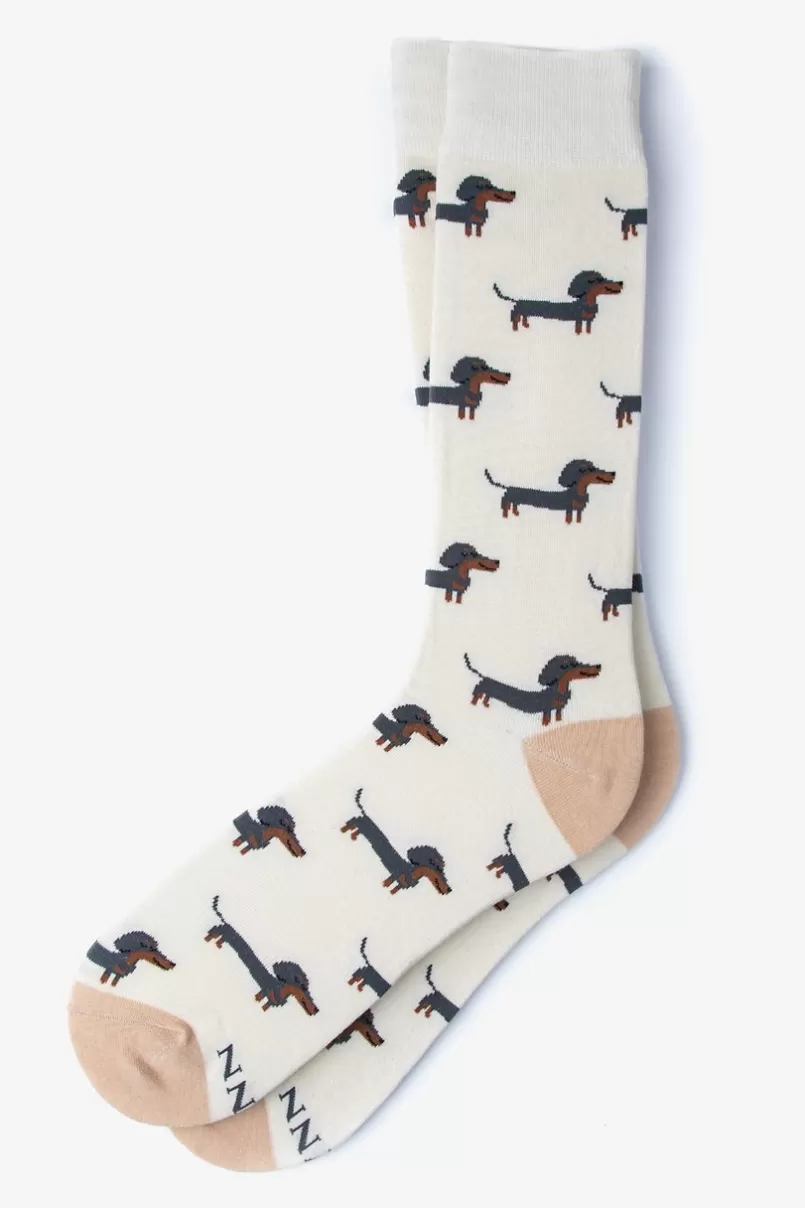 Ties Dachshund | Weiner Dog Sock Cream Cheap