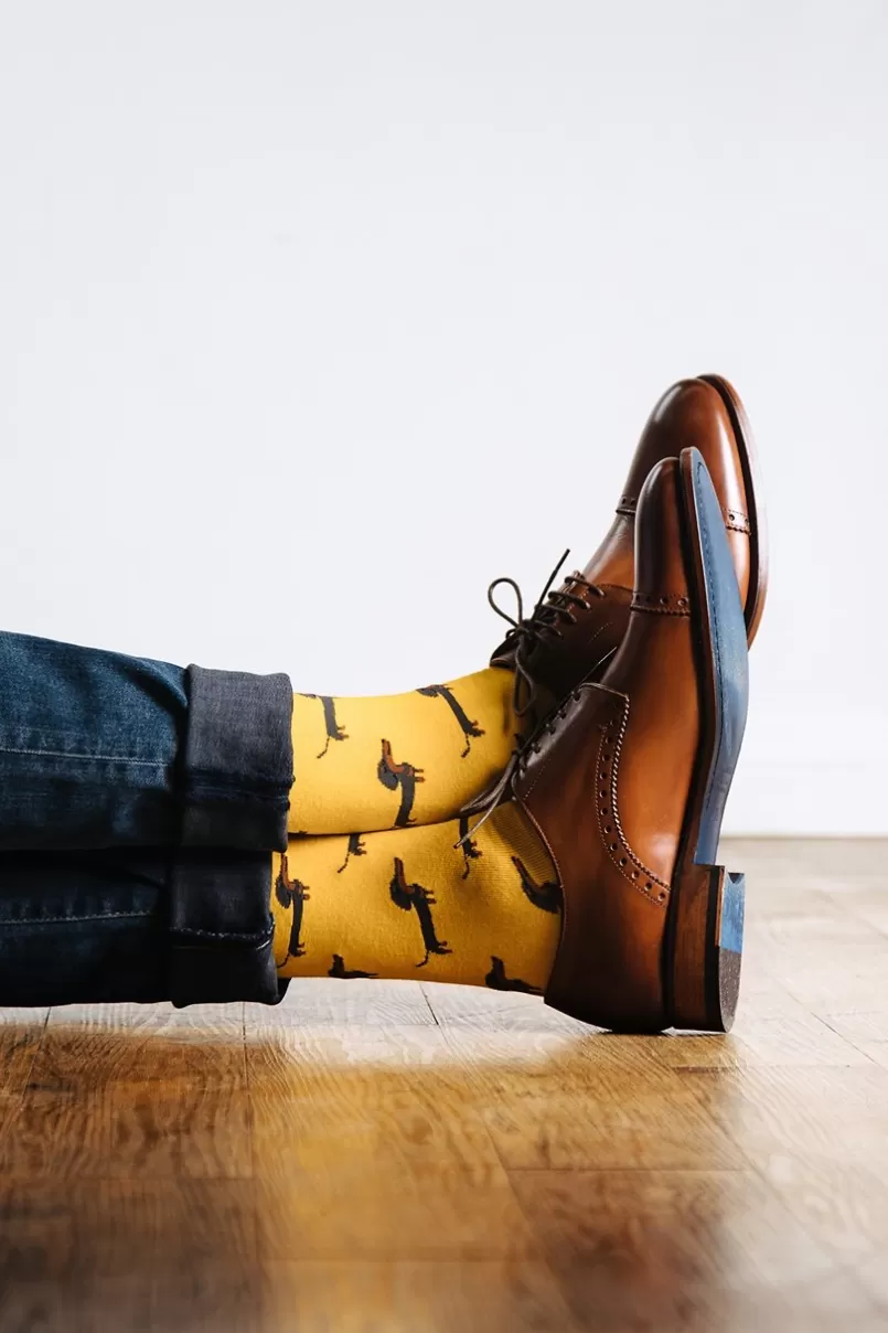 Ties Dachshund | Weiner Dog Sock Yellow Best Sale