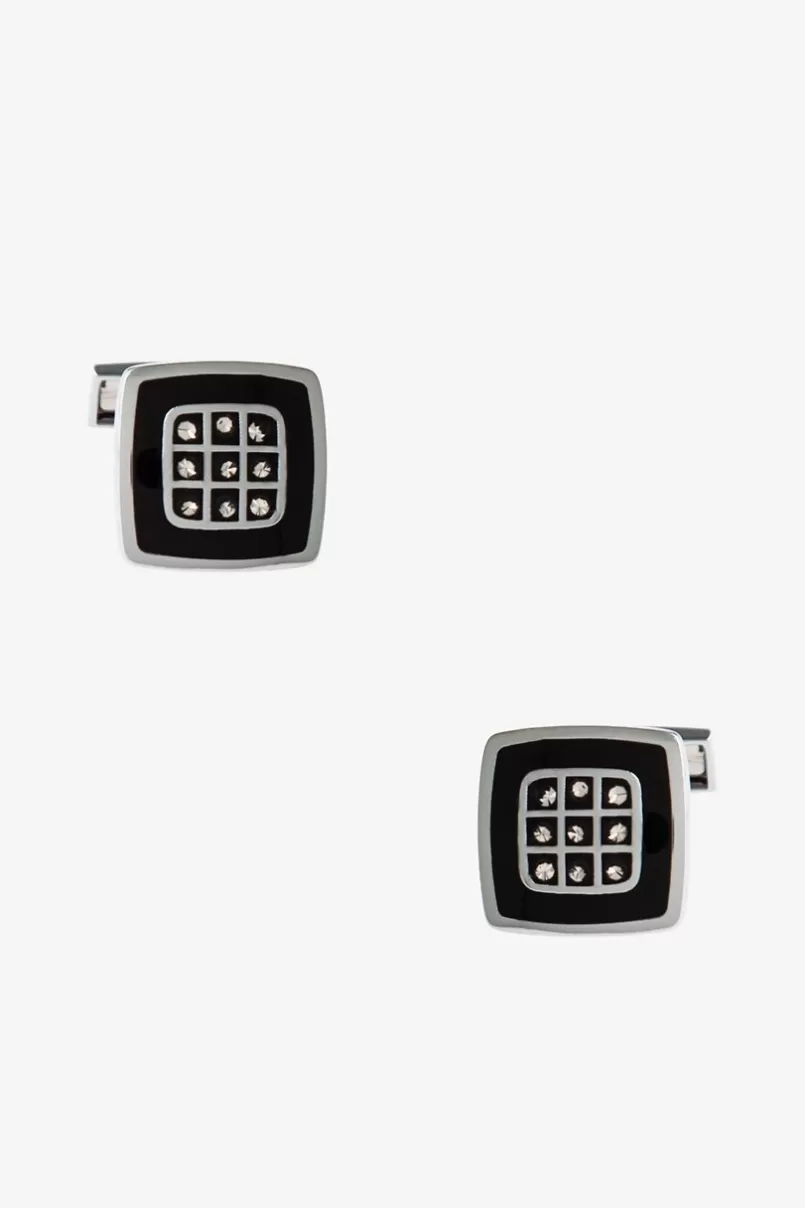 Ties Decorated Square Black Cufflinks Sale