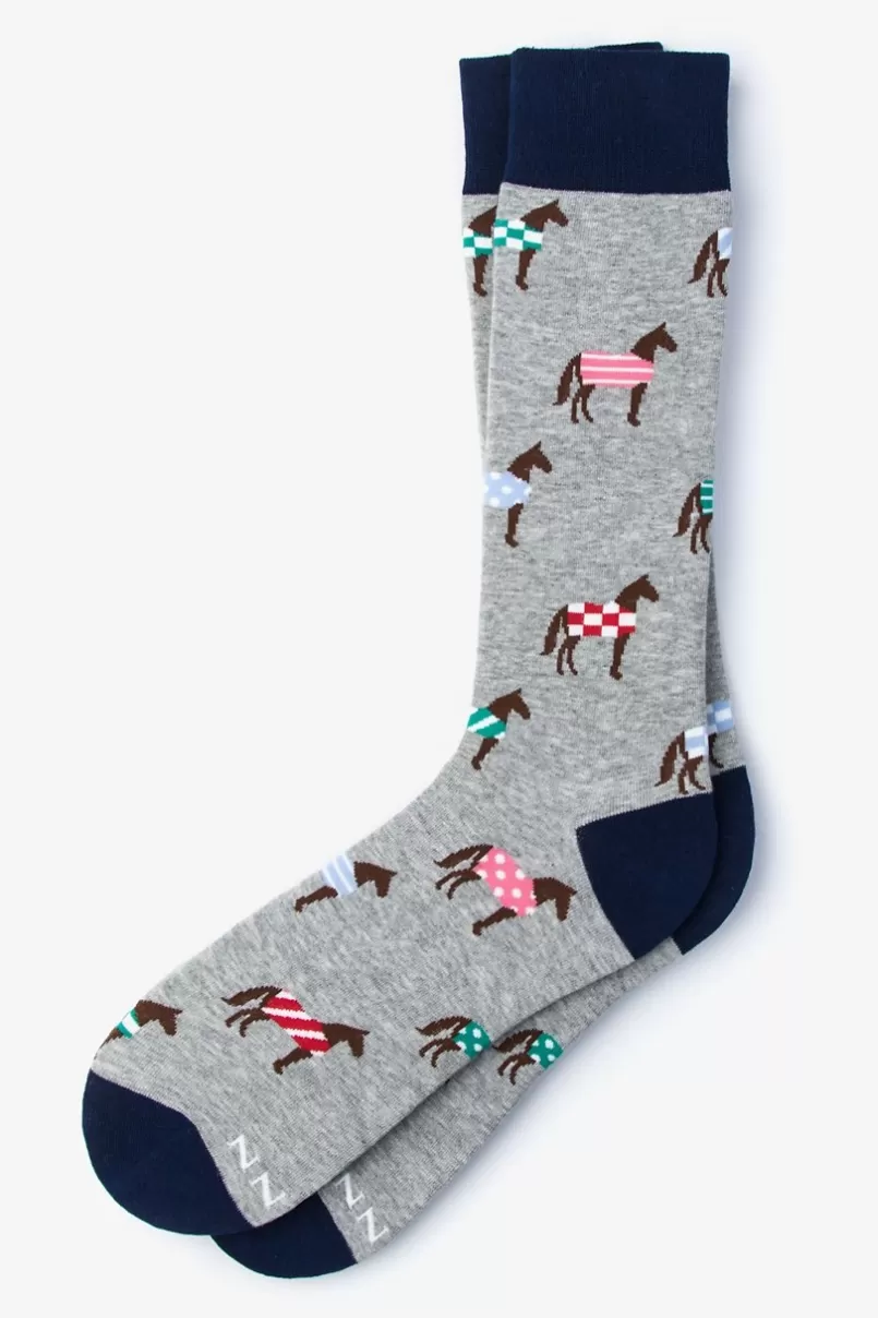 Ties Derby Horse Sock Gray Best Sale