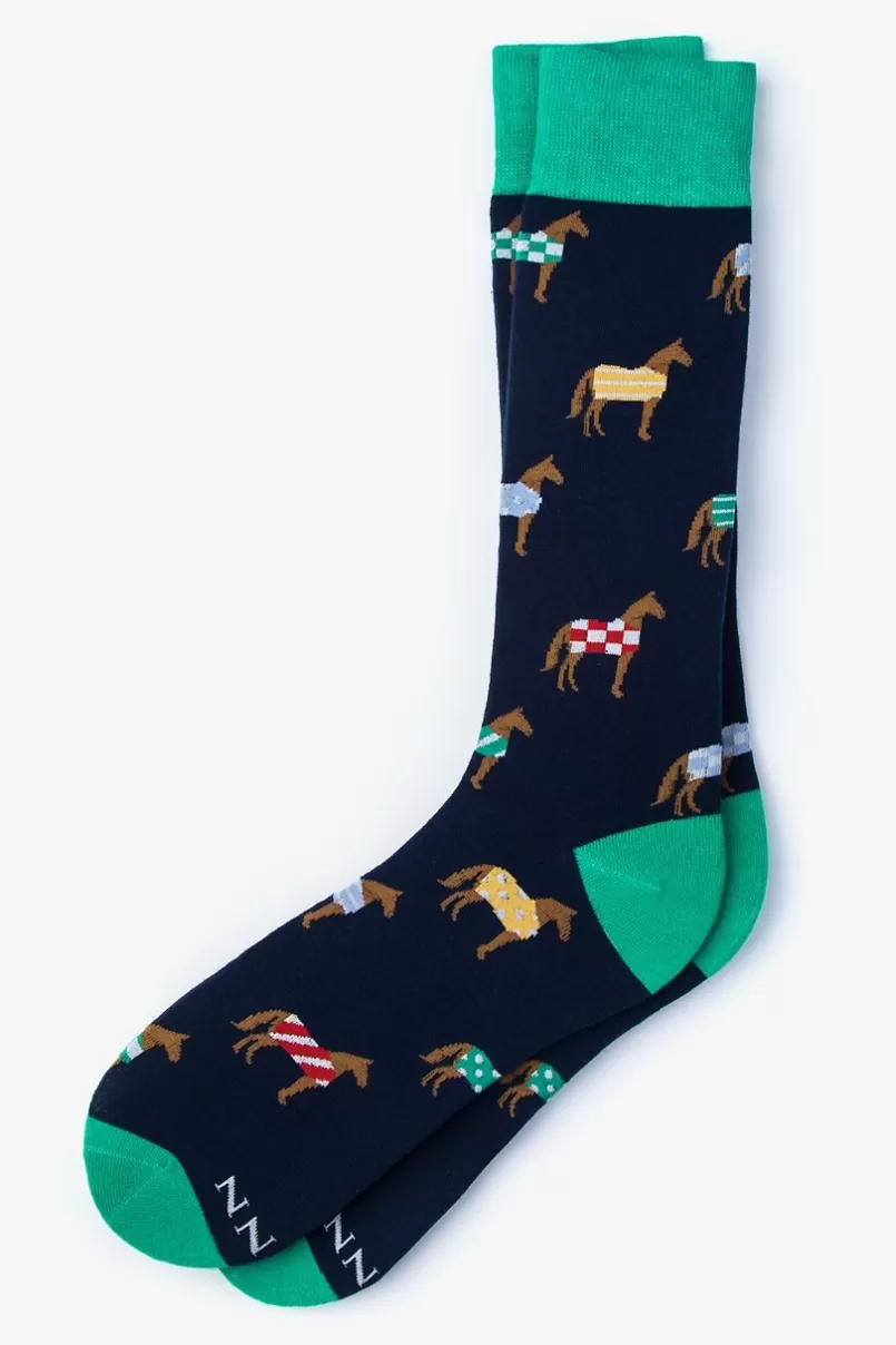 Ties Derby Horse Navy Blue Sock NavyBlue Flash Sale