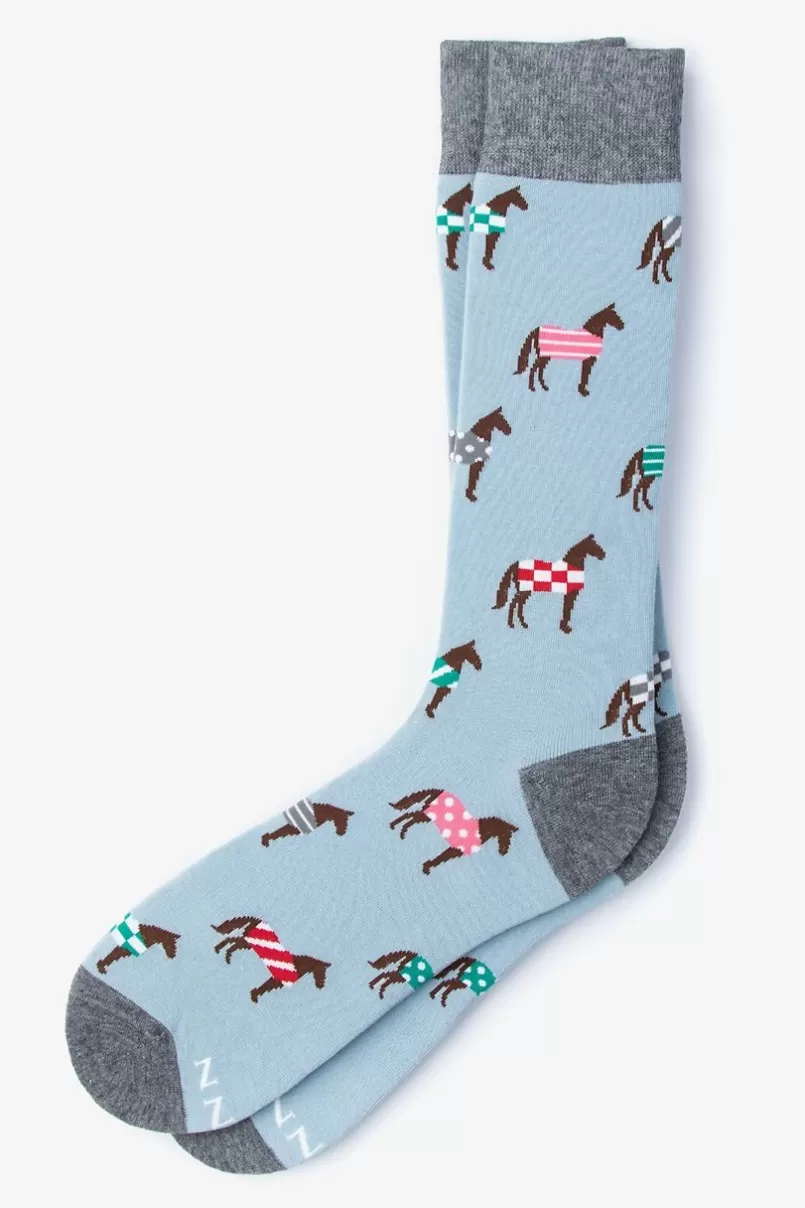 Ties Derby Horse Pale Blue Sock PaleBlue Hot