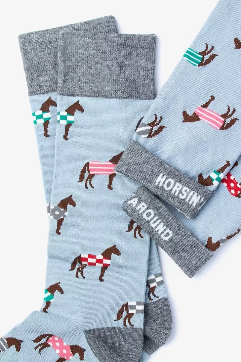 Ties Derby Horse Pale Blue Sock PaleBlue Hot