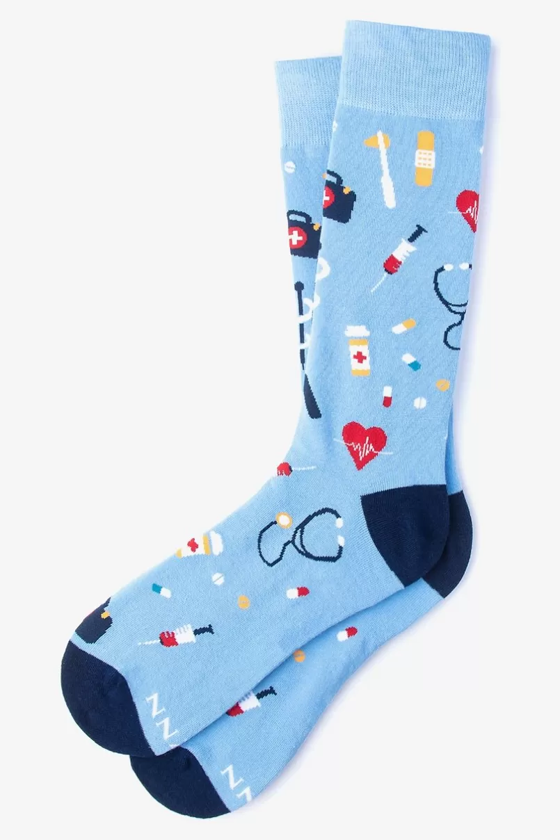 Ties Doctor Medical Light Blue Sock LightBlue Best Sale