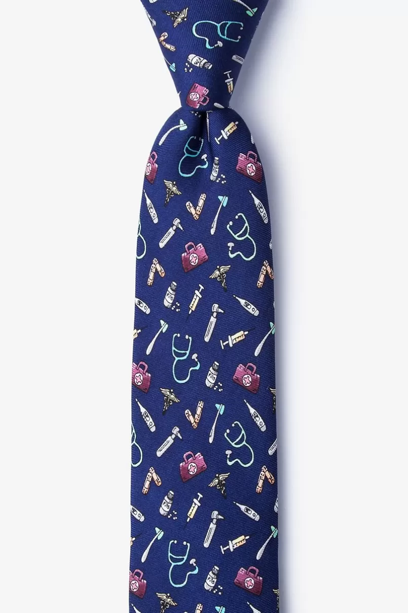 Ties Doctor Navy Blue Skinny Tie Discount