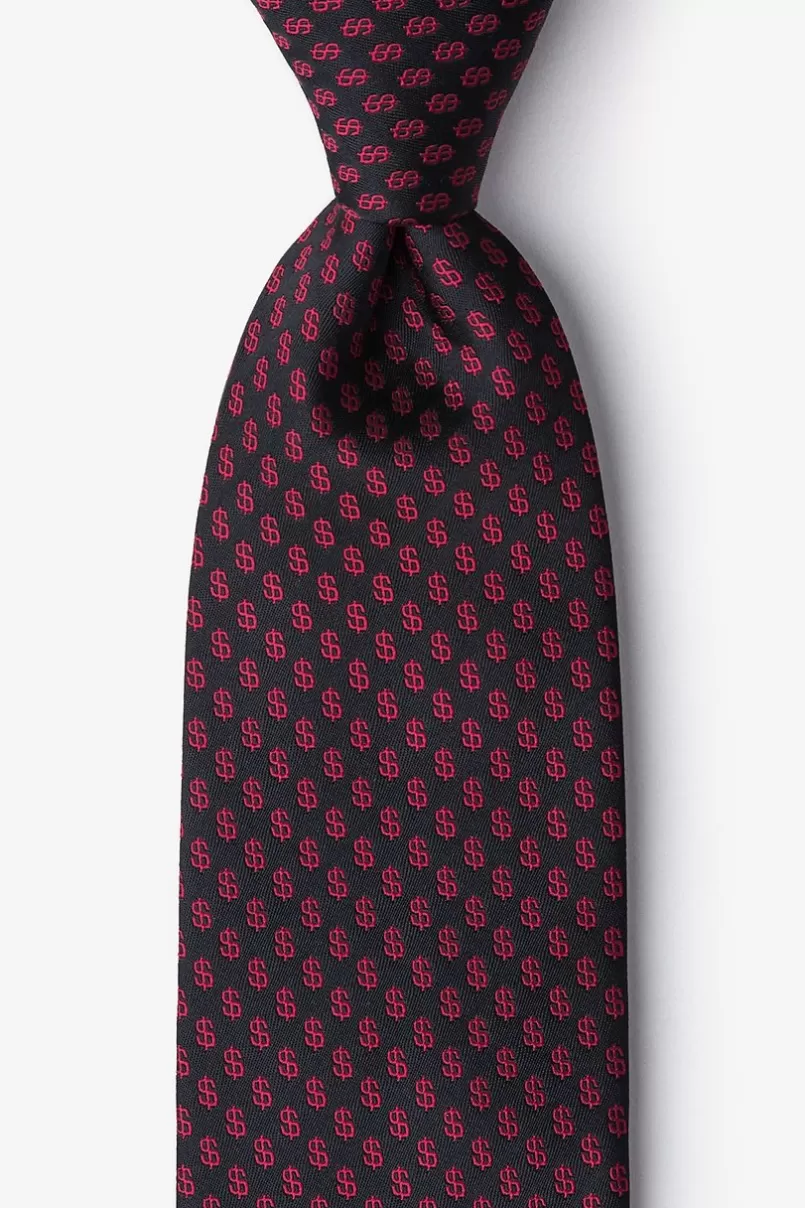 Ties Dollar Signs Black Extra Long Tie Sale
