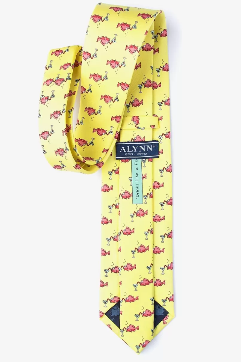 Ties Drinks Like a Fish Yellow Tie New