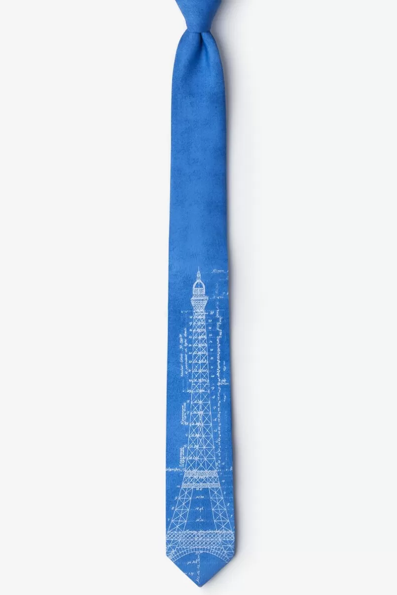 Ties Eiffel Tower Sky Blue Skinny Tie Cheap