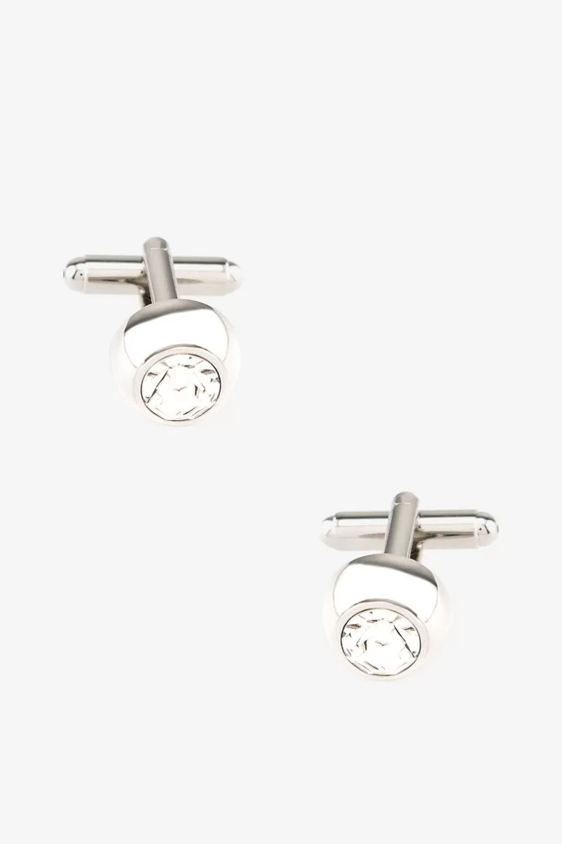 Ties Embellished Dome White Cufflinks White&Silver Online