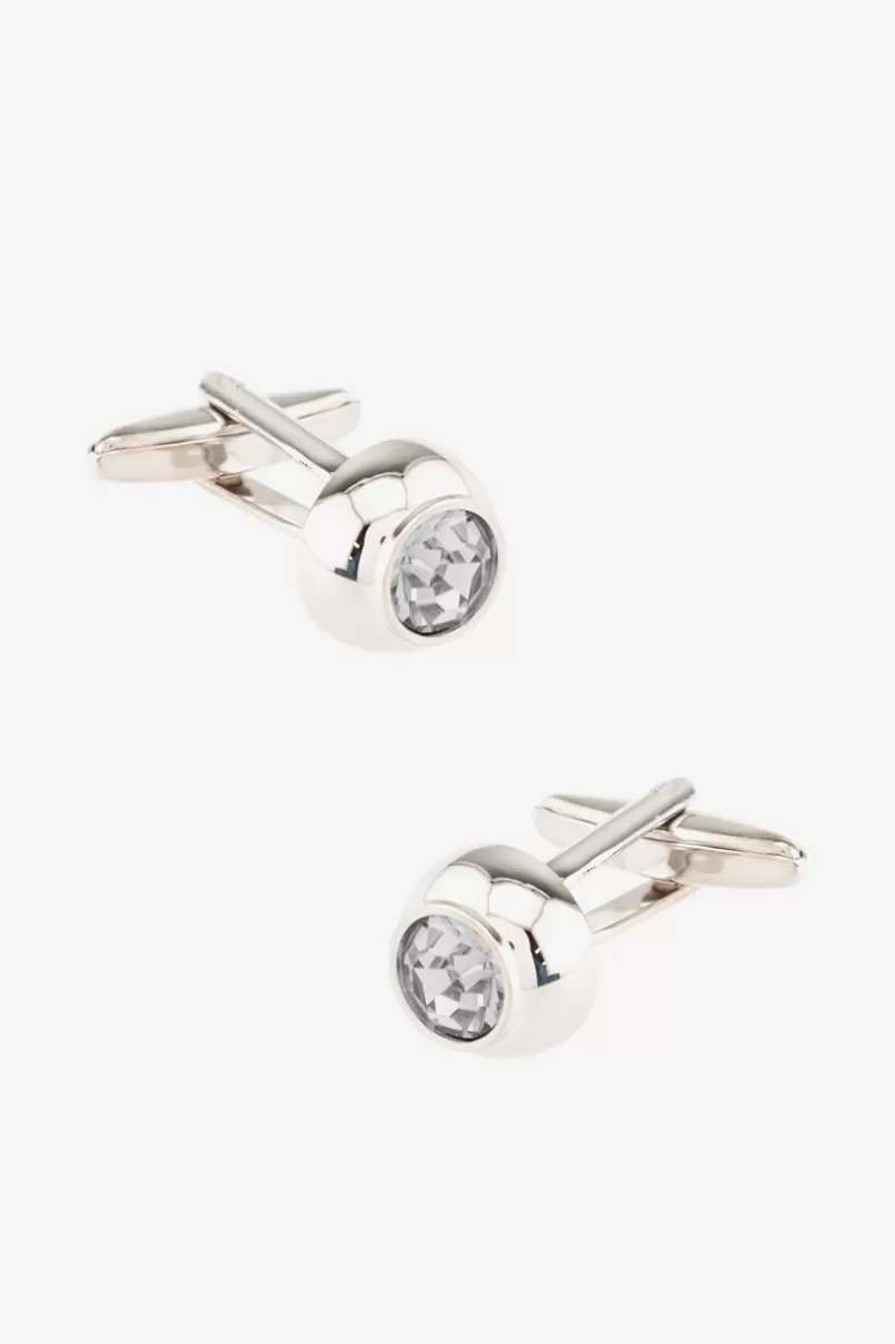 Ties Embellished Dome White Cufflinks White&Silver Outlet