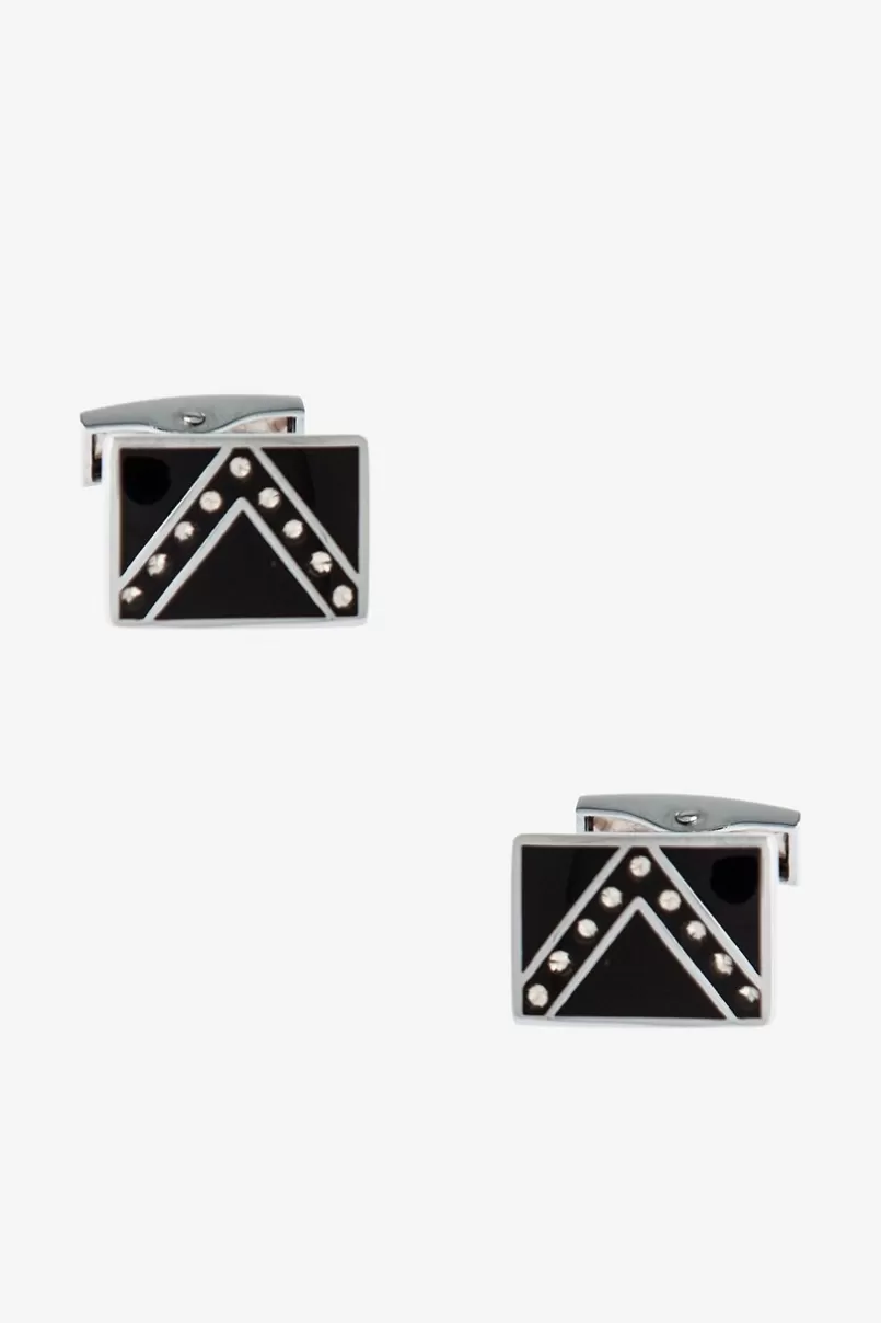 Ties Embellished V Black Cufflinks Discount