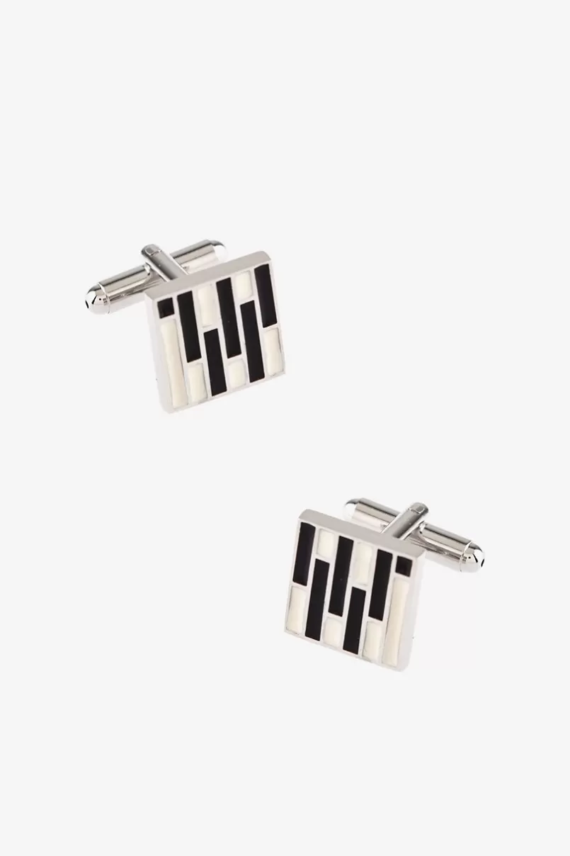 Ties Enameled Tiles Silver Cufflinks Outlet