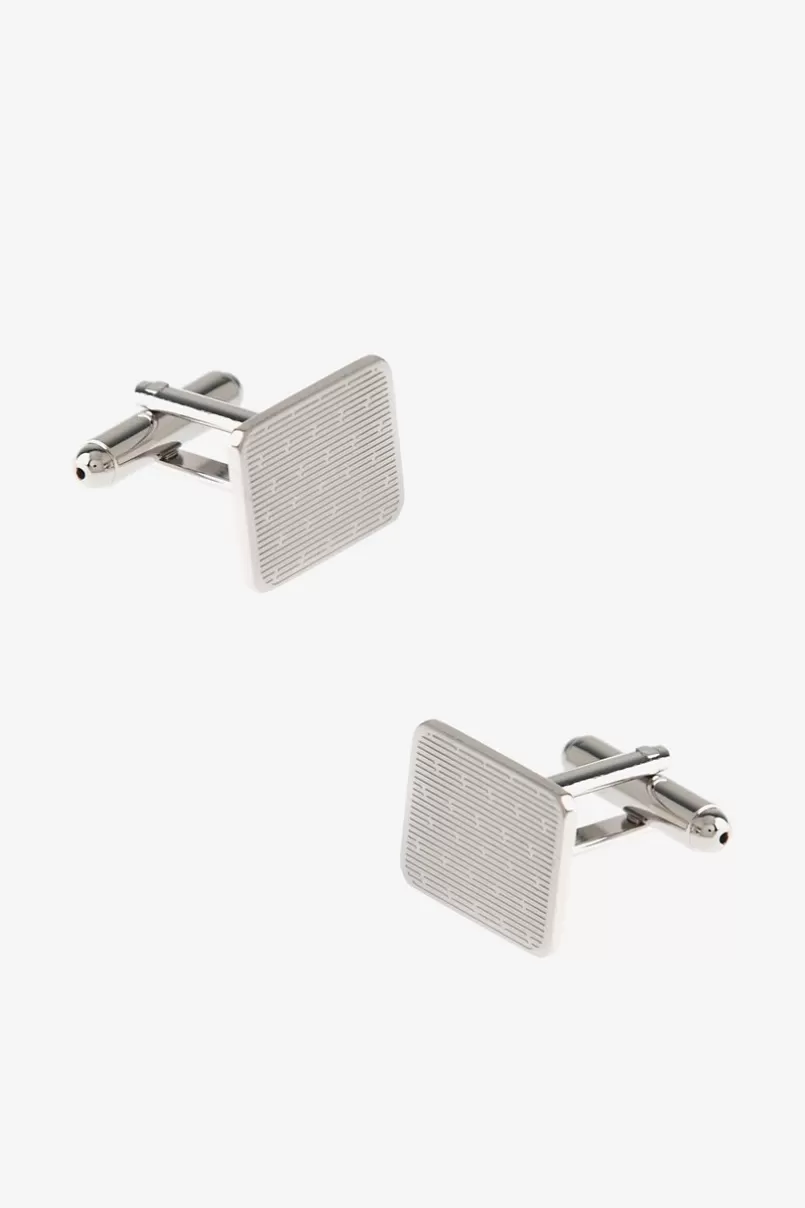 Ties Etched Linear Silver Cufflinks Flash Sale