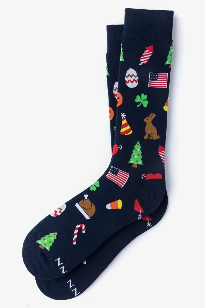 Ties Every Holiday Navy Blue Sock Store