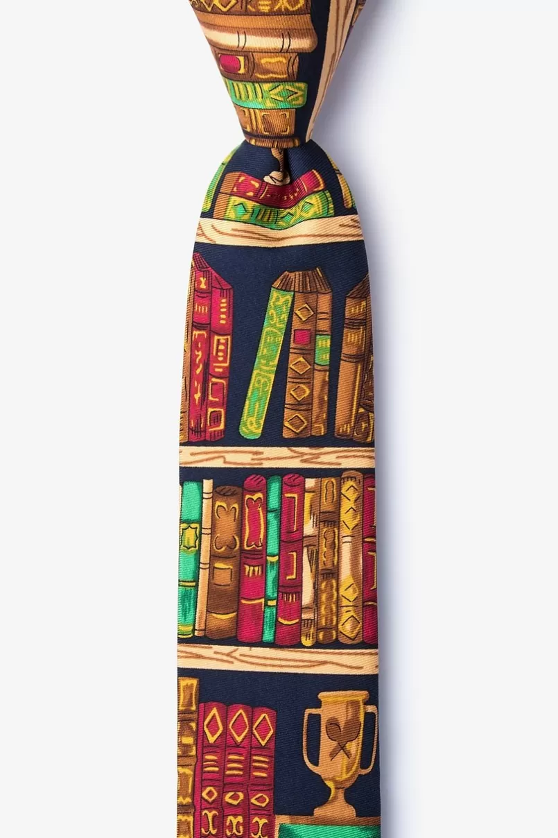 Ties Ex Libris Navy Blue Skinny Tie Fashion