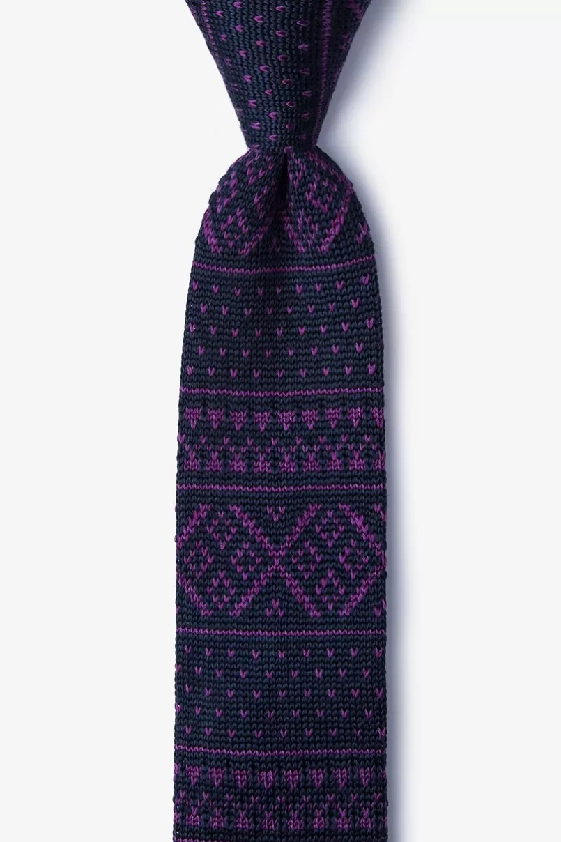 Ties Fair Isle Navy Blue Knit Skinny Tie NavyBlue Outlet