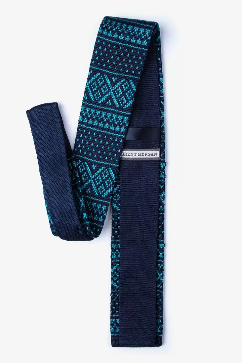 Ties Fair Isle Navy Blue Knit Skinny Tie NavyBlue Cheap