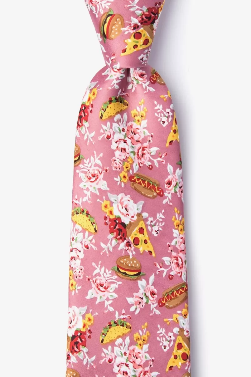 Ties Fast Food Floral Extra Long Tie Pink Cheap