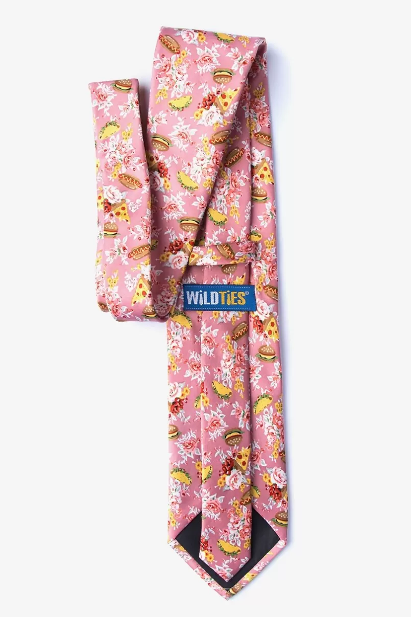 Ties Fast Food Floral Extra Long Tie Pink Cheap