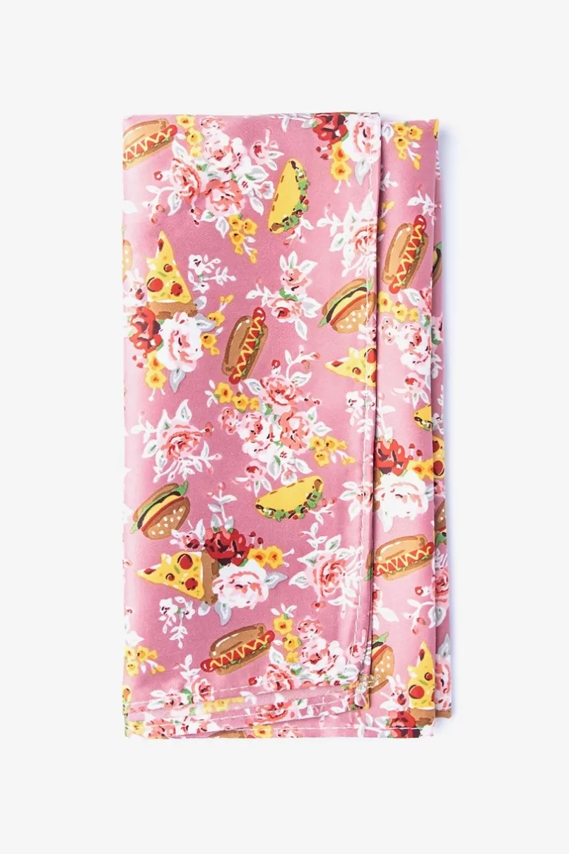 Ties Fast Food Floral Pocket Square Pink Outlet