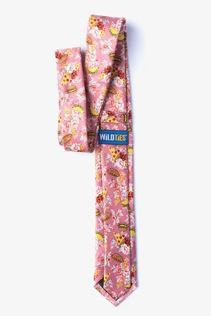 Ties Fast Food Floral Skinny Tie Pink New
