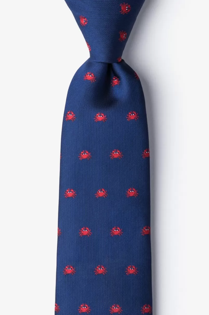 Ties Feelin' Crabby Navy Blue Tie Shop