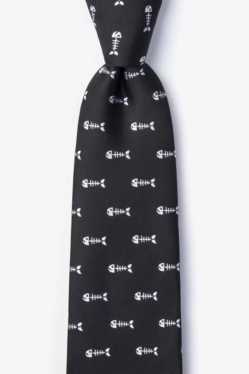 Ties Fish Bones Black Tie Hot