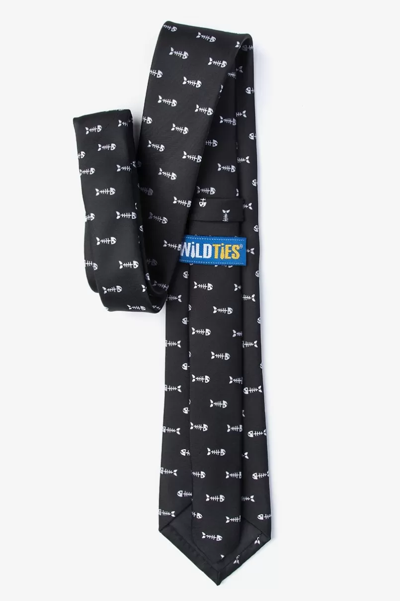 Ties Fish Bones Black Tie Hot