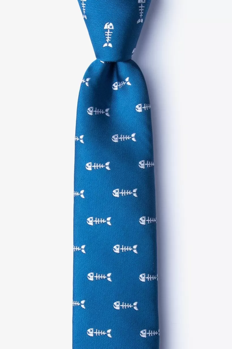 Ties Fish Bones Skinny Tie Blue Hot