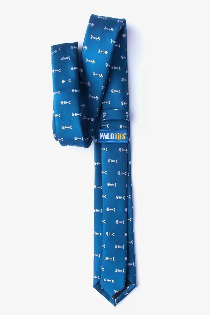 Ties Fish Bones Skinny Tie Blue Hot