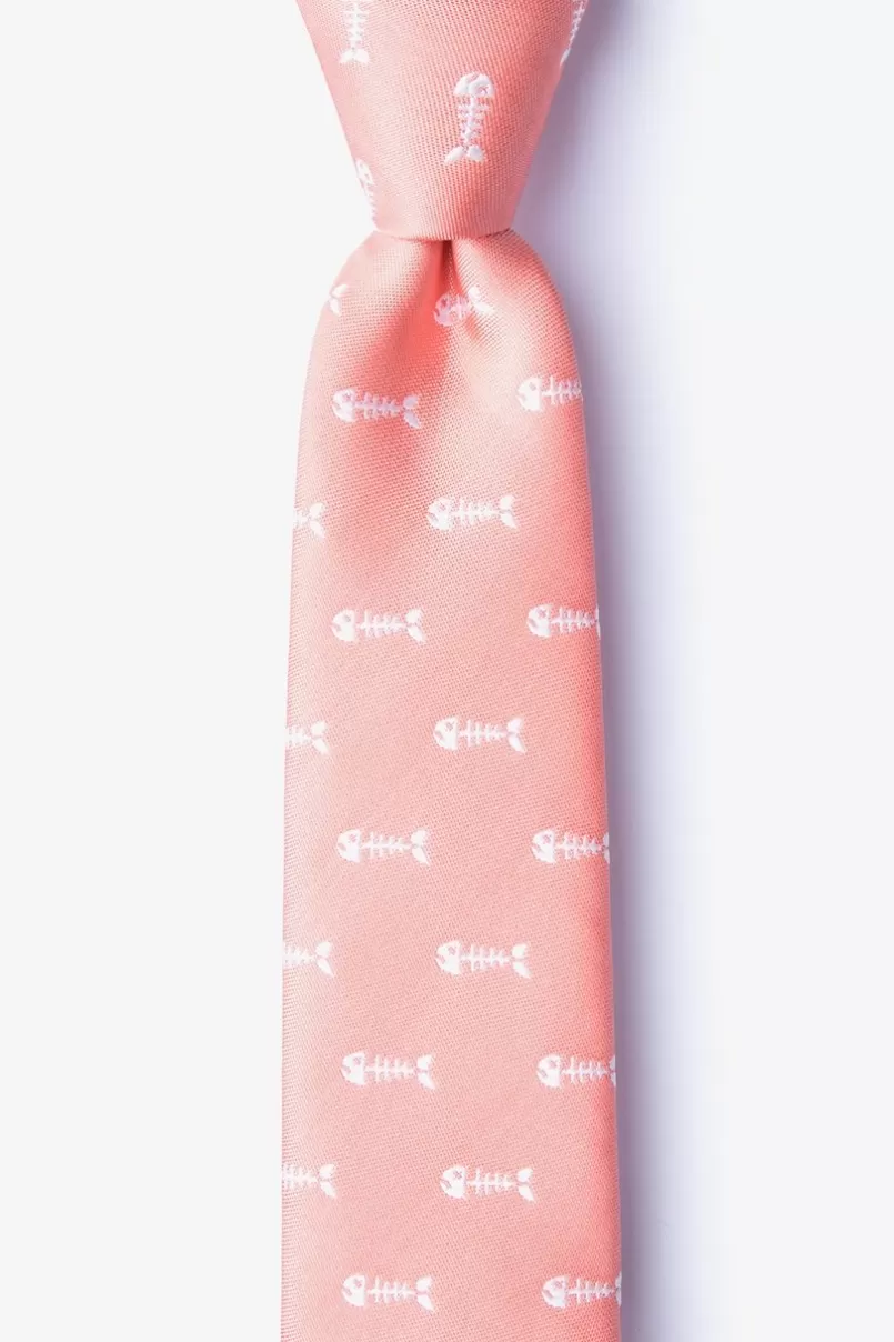 Ties Fish Bones Skinny Tie Peach Store